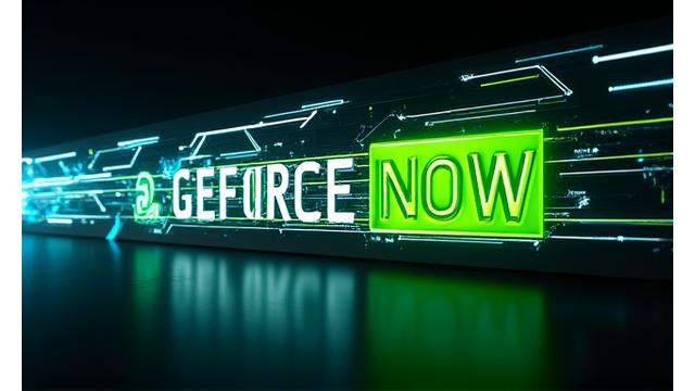NVIDIA GeForce Now logosu ve yüksek performanslı oyun deneyimini simgeleyen grafikler