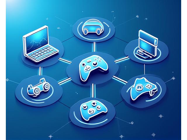 Farklı oyun konsollarının, PC logosunun ve mobil cihaz simgelerinin bir araya geldiği, bağlantı hatları ile gösterilen bir ağ.