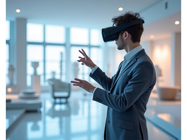 VR gözlükleriyle sanal bir mimari modeli inceleyen mimar.